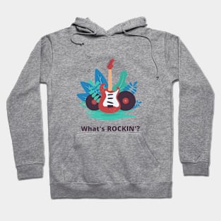 Electric guitar, vinyl record and floral motives - rocking Hoodie